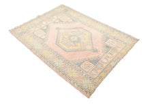 4x5 Yellow Vintage Turkish Area Rug