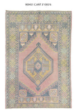 4x5 Yellow Vintage Turkish Area Rug