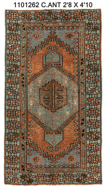 3x5 Red Vintage Turkish Area Rug