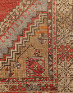 3x5 Red Vintage Turkish Area Rug