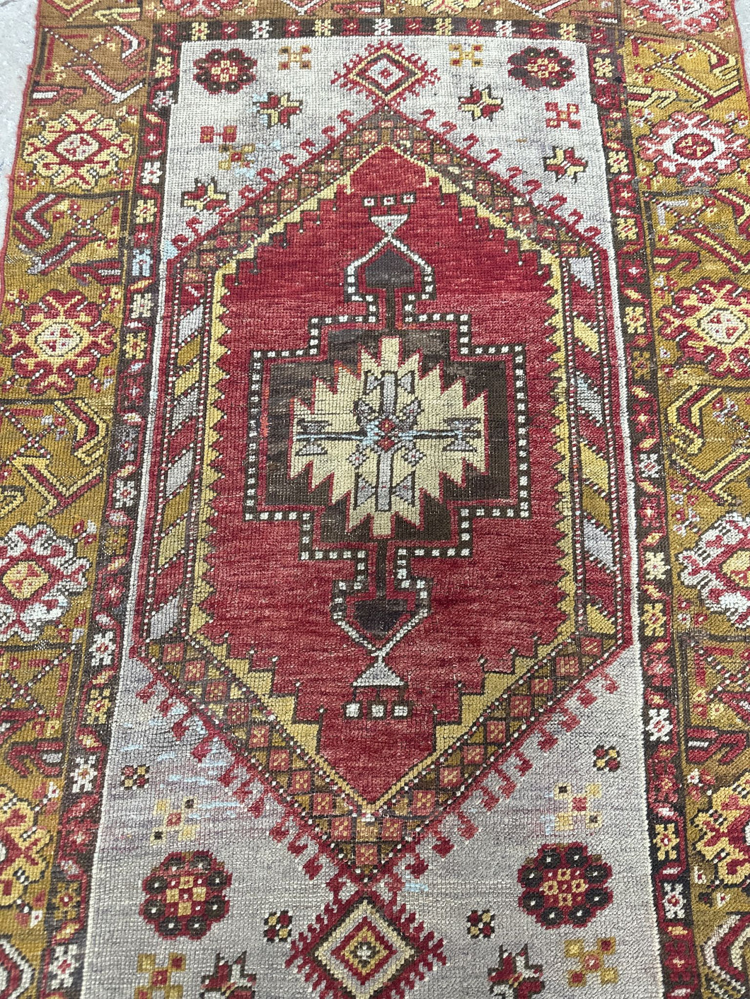 3x5 Red Vintage Turkish Area Rug