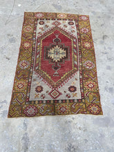 3x5 Red Vintage Turkish Area Rug