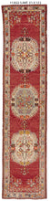 3x13 Red Vintage Turkish Runner Rug