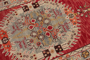 3x13 Red Vintage Turkish Runner Rug