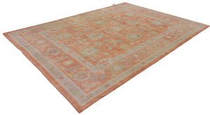 10x15 Apricot,ivory&blue Modern Oushak Area Rug