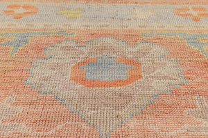 10x15 Apricot,ivory&blue Modern Oushak Area Rug