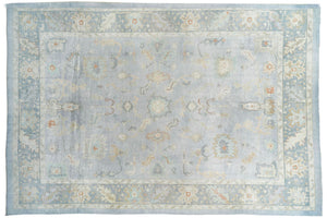 12x18 Blue Modern Oushak Area Rug