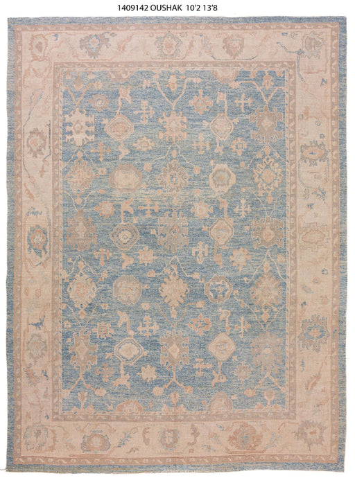 10x14 Blue Modern Oushak Area Rug