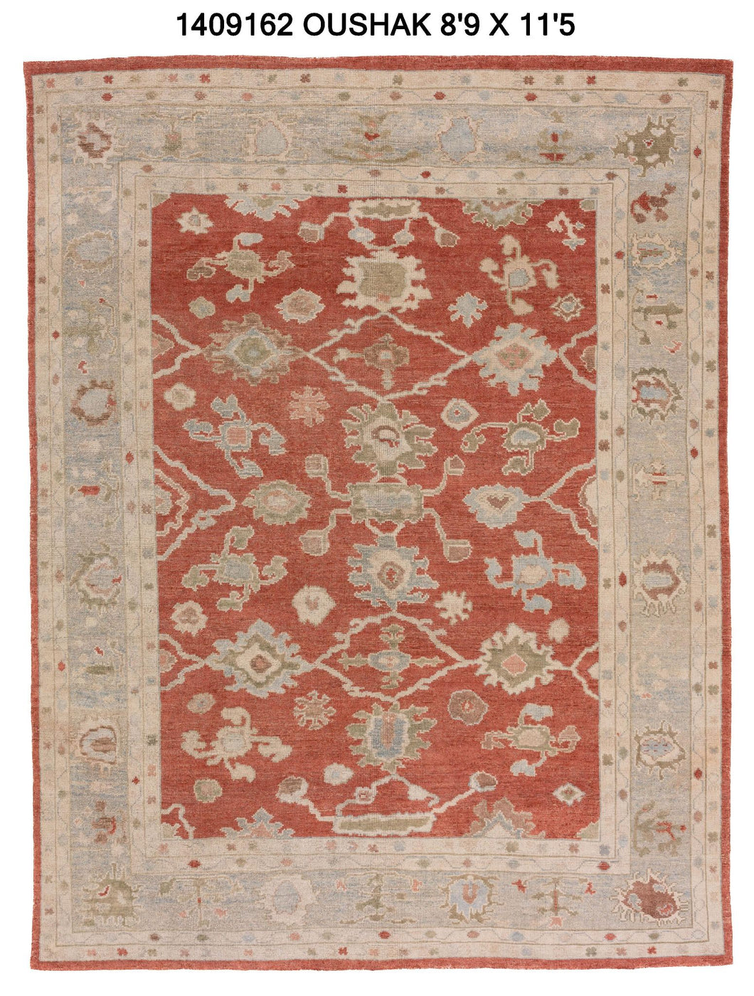 9x11 Red Modern Oushak Area Rug