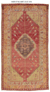 5x10 Red Old & Vintage Turkish Area Rug