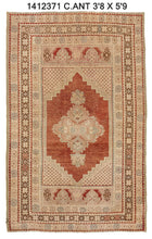 4x6 Indian Red & Ivory Old & Vintage Turkish Area Rug