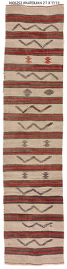 3x12 Colorful Vintage Turkish Runner Rug