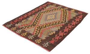 4x4 Colorful Vintage Turkish Area Rug