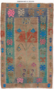 3x4 Old & Vintage Turkish Area Rug