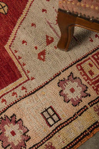 4x5 Red Vintage Turkish Area Rug