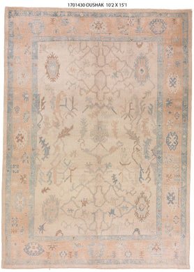 10x14 Beige Softl Modern Oushak Area Rug