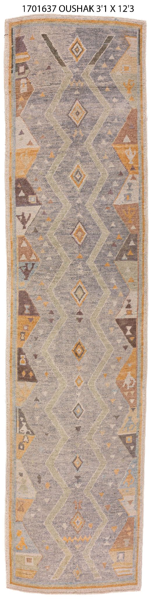 3x13 Soft Modern Oushak Runner Rug