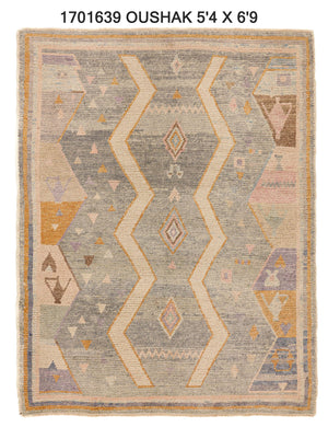 5x7 Green Modern Oushak Area Rug