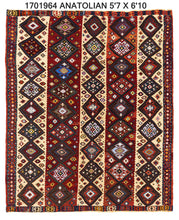 5x7 Red Vintage Turkish Area Rug