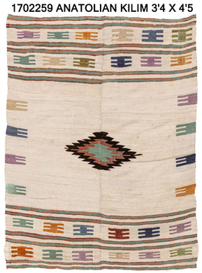 3x5 Colorful Vintage Turkish Area Rug