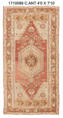 4x8 Colorful Vintage Turkish Area Rug