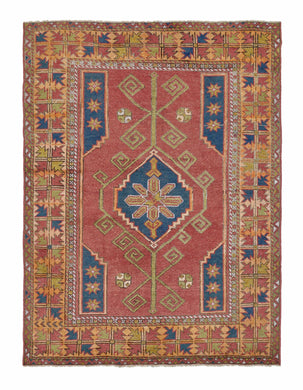 4x5 Colorful Old & Vintage Turkish Area Rug