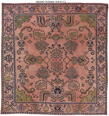 11x11 Colorful Vintage Oushak Area Rug