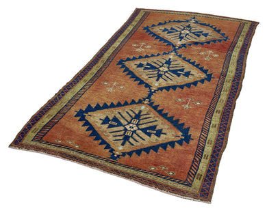 4x9 Colorful Old & Vintage Turkish Area Rug