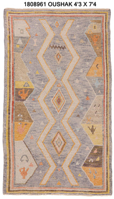 4x7 Blue Modern Oushak Area Rug