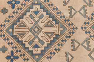 4x6 Wheat & Light Pink & Steel Blue Vintage Turkish Area Rug