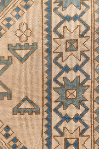 4x6 Wheat & Light Pink & Steel Blue Vintage Turkish Area Rug