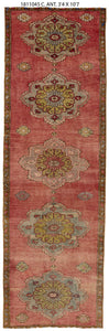 3x10 Colorful Old & Vintage Turkish Runner Rug