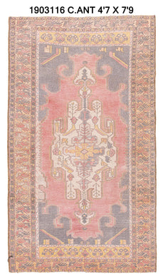 4x7 Colorful Old & Vintage Turkish Area Rug