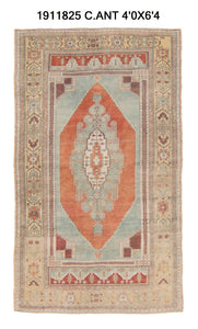 4x6 Old & Vintage Turkish Area Rug