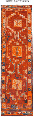 3x11 Old & Vintage Turkish Area Runner Rug