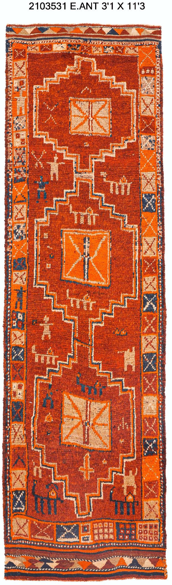 3x11 Old & Vintage Turkish Area Runner Rug