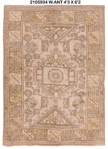 4x6 Old & Vintage Turkish Area Rug