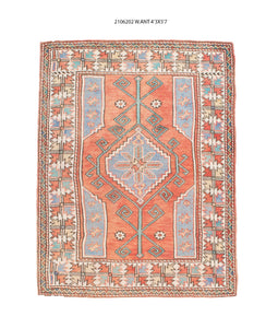 4x6 Old & Vintage Turkish Area Rug