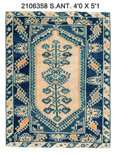 4x5 Old & Vintage Turkish Area Rug