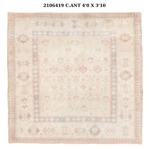4x4 Old & Vintage Turkish Area Rug
