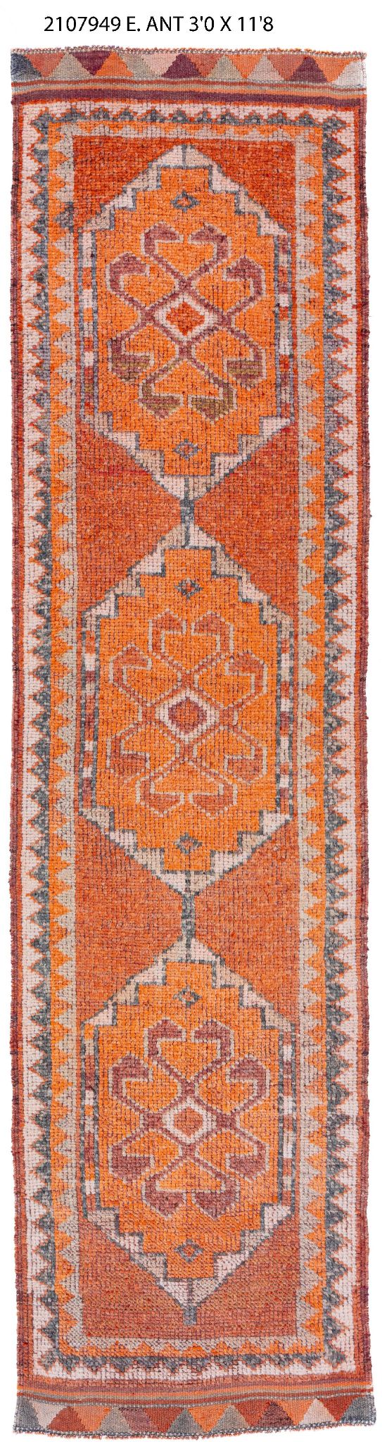 3x12 Old & Vintage Turkish Area Runner Rug