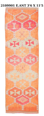 4x11 Old & Vintage Turkish Area Runner Rug