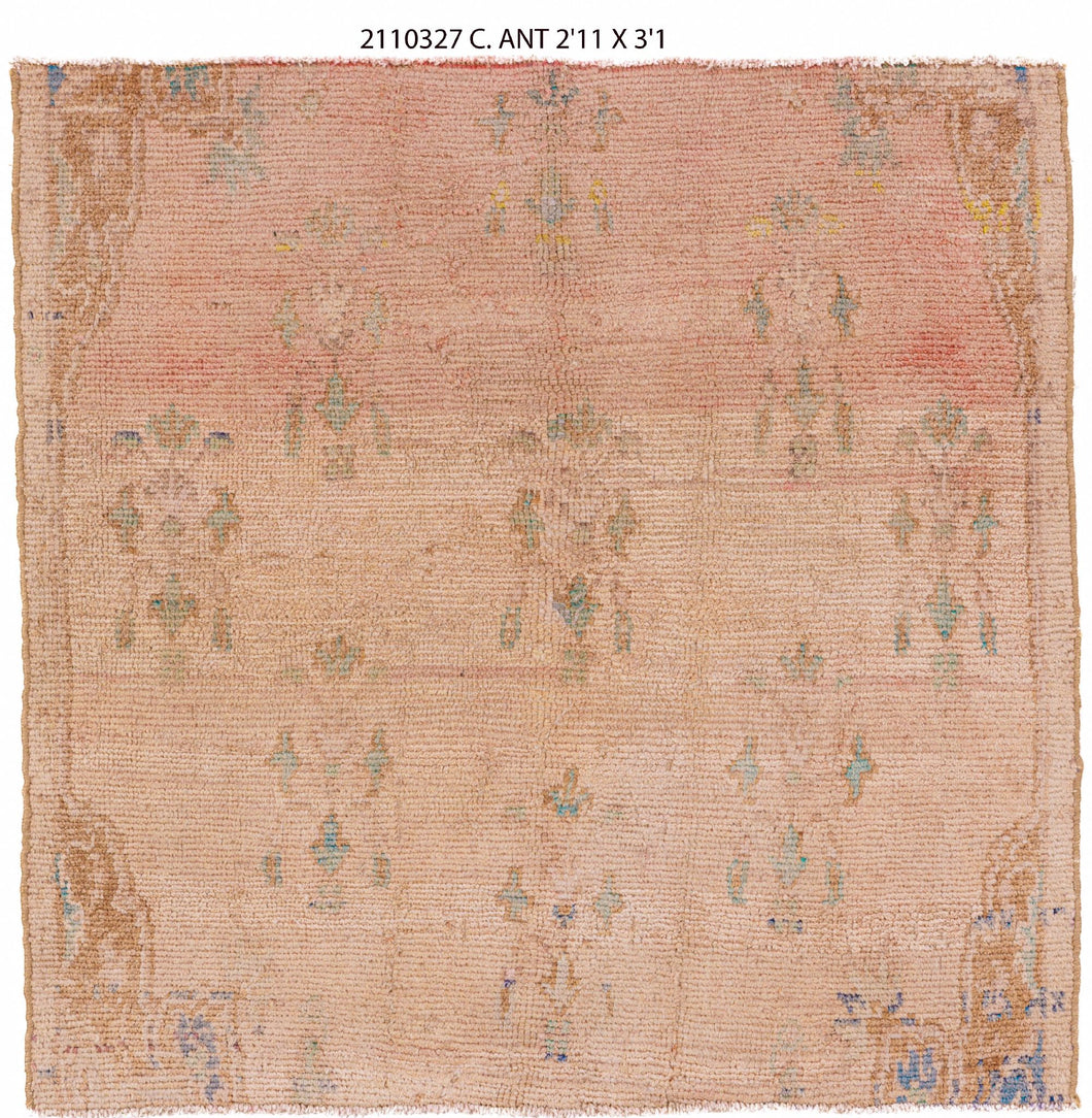 3x3 Old & Vintage Turkish Area Rug