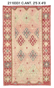 2x4 Old & Vintage Turkish Area Rug