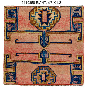 4x4 Old & Vintage Turkish Area Rug
