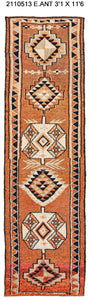 3x12 Old & Vintage Turkish Area Runner Rug