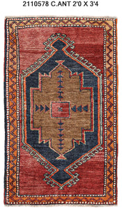 2x3 Old& Vintage Turkish Area Rug