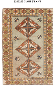 3x5 Old & Vintage Turkish Area Rug
