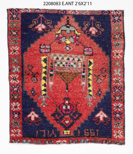 3x3 Old & Vintage Turkish Area Rug