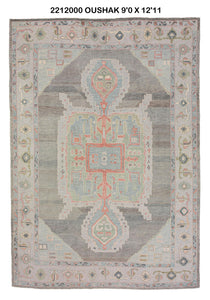 9x13 Modern Oushak Area Rug
